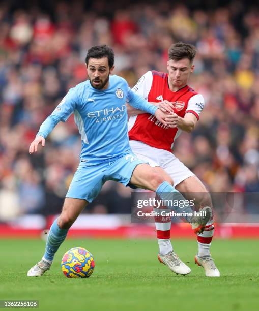 Bernardo Silva of Manchester City competes. With a3during the Premier League match between Arsenal and Manchester City at Emirates Stadium on January...