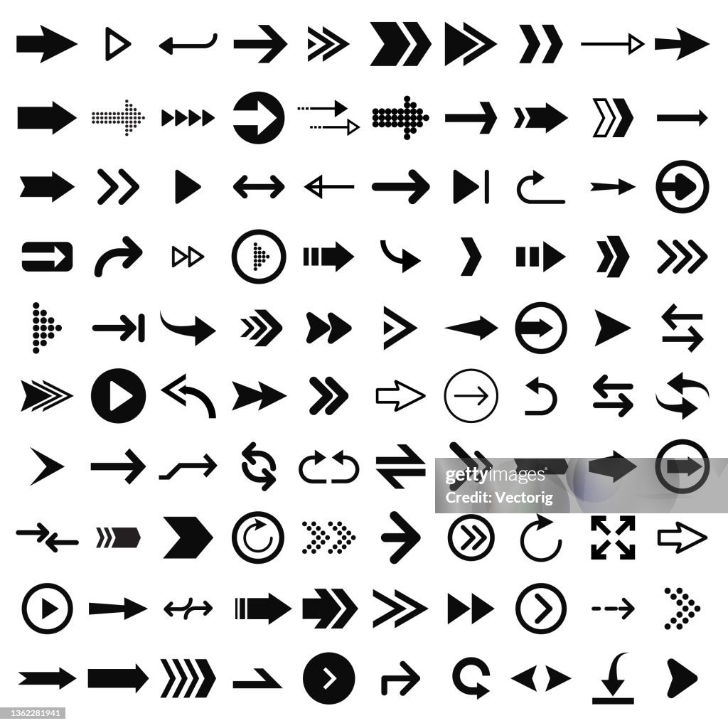 Arrow icon set isolated on white background