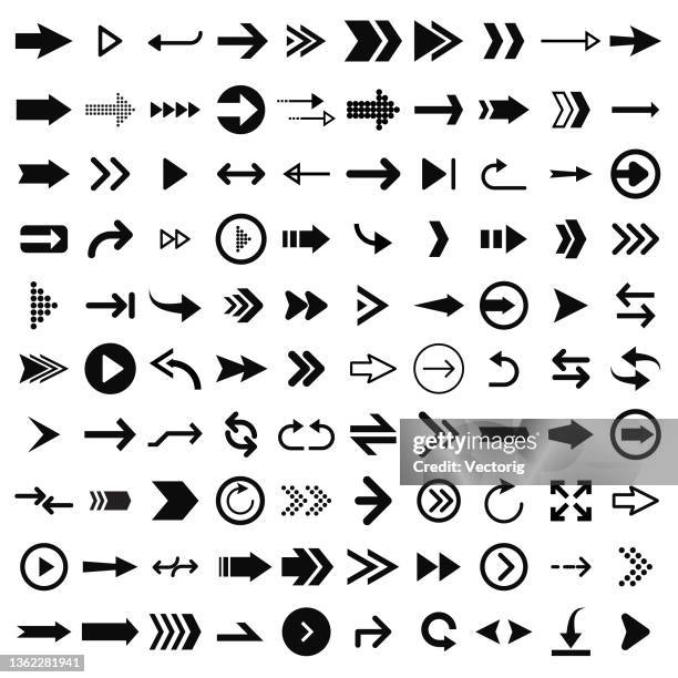 arrow icon set isolated on white background - directions stock illustrations