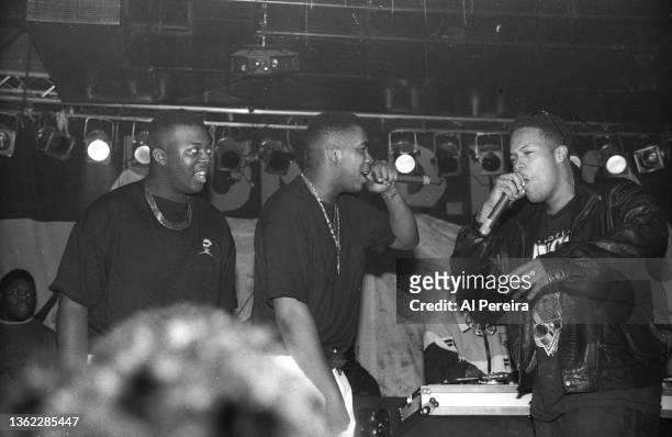 Erick Sermon and Parrish Smith and the Rap group EPMD perform with Redman when Run-DMC headlines a rap concert club date at The Marquee on April 2,...