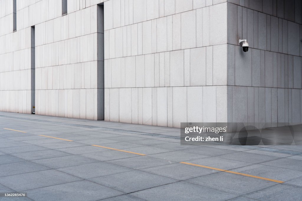 Parking lot outside an office building