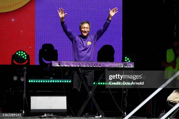 Simon Pryce and Jeff Fatt perform with The Wiggles during Elevate Sydney 2022 on January 02, 2022 in Sydney, Australia.