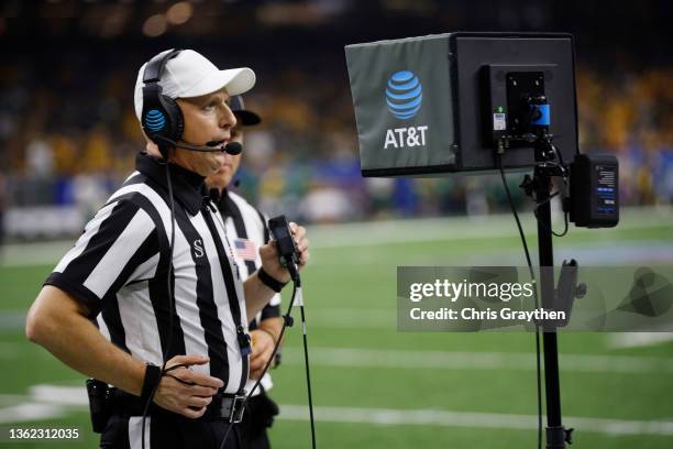 Referees review a play during the first quarter between the Mississippi Rebels and the Baylor Bears in the Allstate Sugar Bowl at Caesars Superdome...