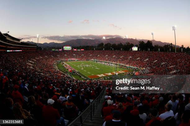 General view of during Rose Bowl Stadium during a the Rose Bowl game between the Utah Utes and the Ohio State Buckeyes on January 01, 2022 in...