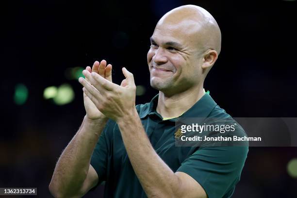 Head coach Dave Aranda of the Baylor Bears celebrates after defeating the Mississippi Rebels 21-7 in the Allstate Sugar Bowl at Caesars Superdome on...