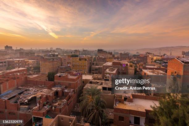 view of cairo at sunset. egypt - cidadela do cairo imagens e fotografias de stock