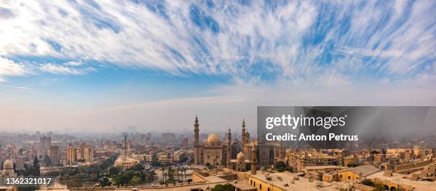 the mosque-madrasa of sultan hassan at sunset, cairo citadel, egypt - cairo bildbanksfoton och bilder