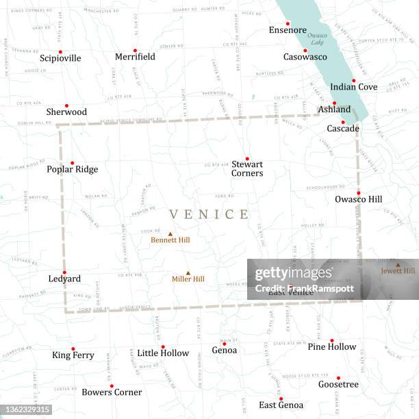 Ny Cayuga Venice Vector Road Map, Bildbanksbilder
