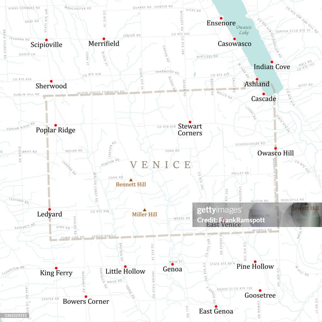 NY Cayuga Venice Vector Road Map