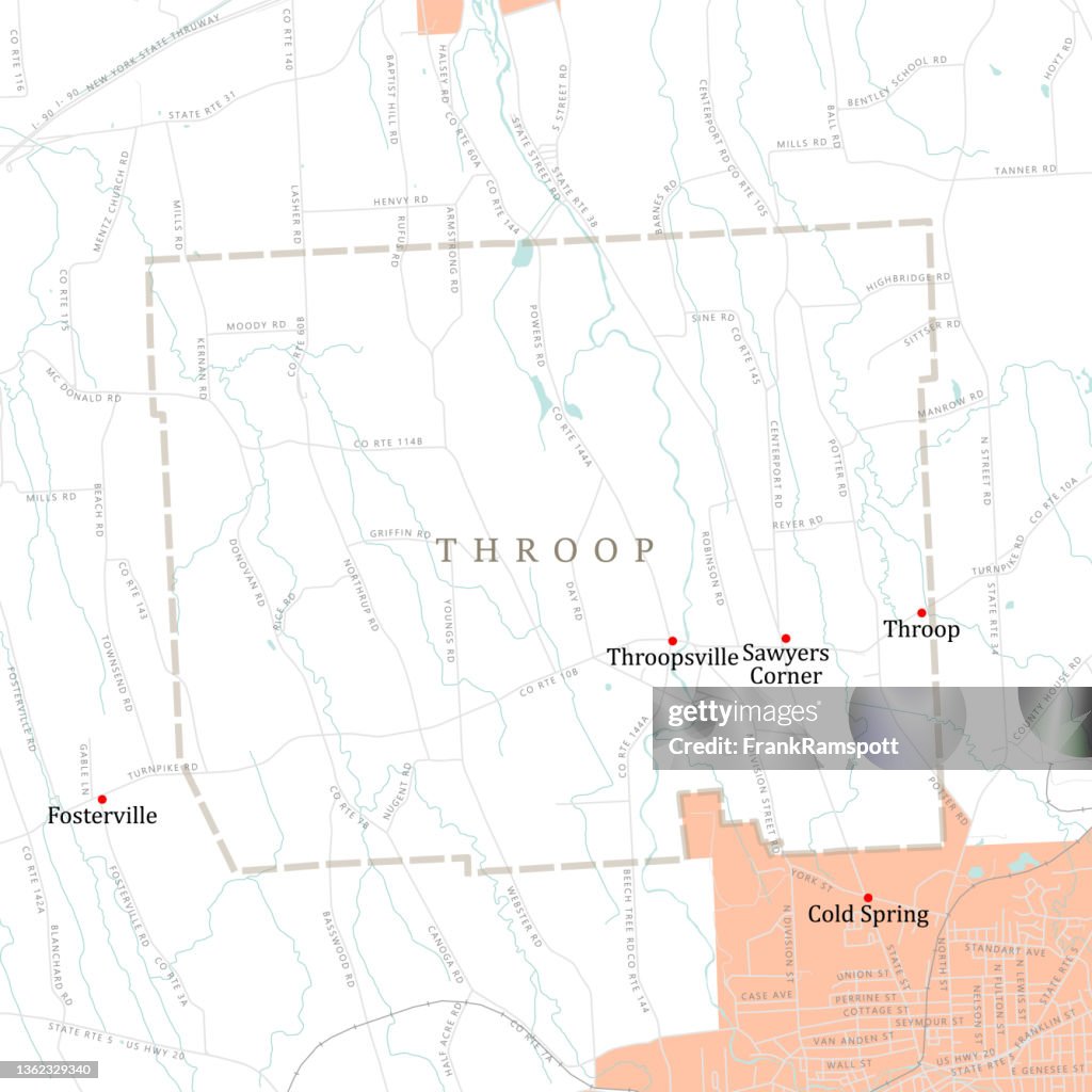 NY Cayuga Throop Vector Road Map