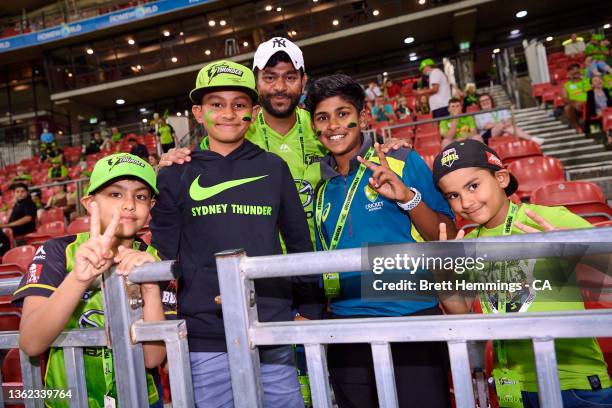 Fans enjoy the match during the Men's Big Bash League match between the Sydney Thunder and the Adelaide Strikers at GIANTS Stadium, on January 02 in...