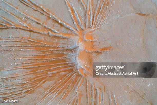 strange pattern in the desert seen from above, abu dhabi, united arab emirates - old abu dhabi stockfoto's en -beelden