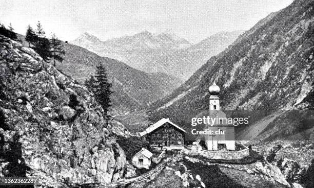 bildbanksillustrationer, clip art samt tecknat material och ikoner med heiligenkreuz, ventertal / tyrol, stubai alps - ötztalalperna