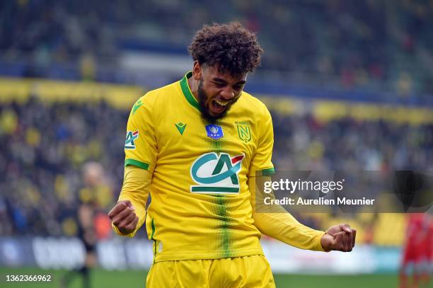 Willem Geubbels of FC Nantes reacts after scoring during the French Cup match between Amicale Sportive de Vitre and FC Nantes on January 02, 2022 in...