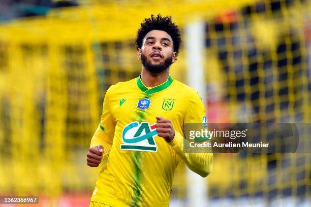 Willem Geubbels of FC Nantes reacts after scoring during the French Cup match between Amicale Sportive de Vitre and FC Nantes on January 02, 2022 in...