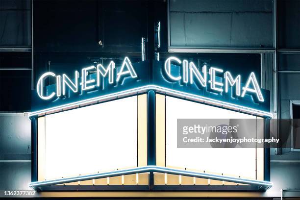 movie theater entrance and marquee - luifel theater stockfoto's en -beelden