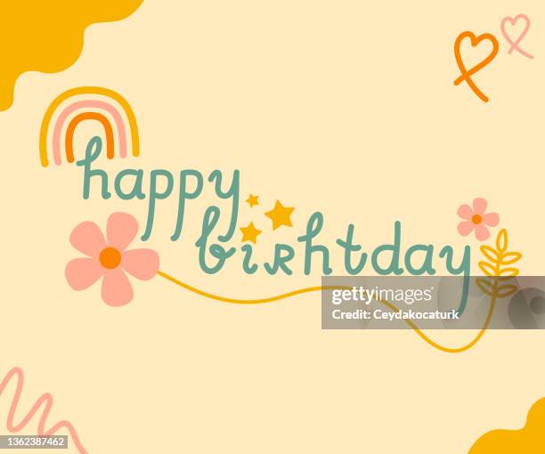 stockillustraties, clipart, cartoons en iconen met happy birthday theme doodle greeting card - happy birthday banner