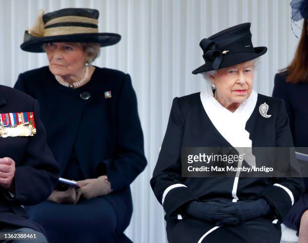 Lady Diana Farnham and Queen Elizabeth II attend a wreath-laying ceremony at the Cenotaph to commemorate ANZAC Day and the Centenary of the Gallipoli...