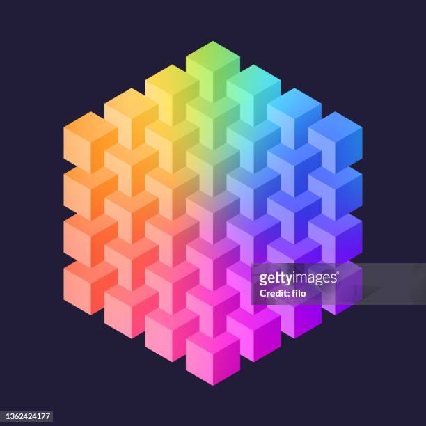 ilustraciones, imágenes clip art, dibujos animados e iconos de stock de criptomoneda blockchain cube block symbol diseño - geometría