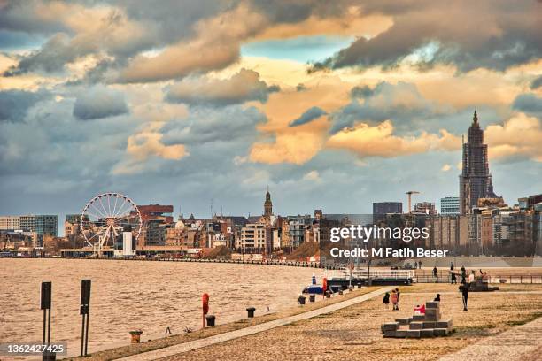 panoramic view of antwerp city the capital of diamond - アントウェルペン州 ストックフォトと画像