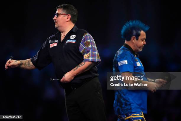 Gary Anderson of Scotland in action during his Semi-Finals Match against Peter Wright of Scotland during Day Fifteen of The William Hill World Darts...