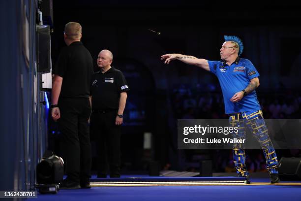 Peter Wright of Scotland in action during his Semi-Finals Match against Gary Anderson of Scotland during Day Fifteen of The William Hill World Darts...