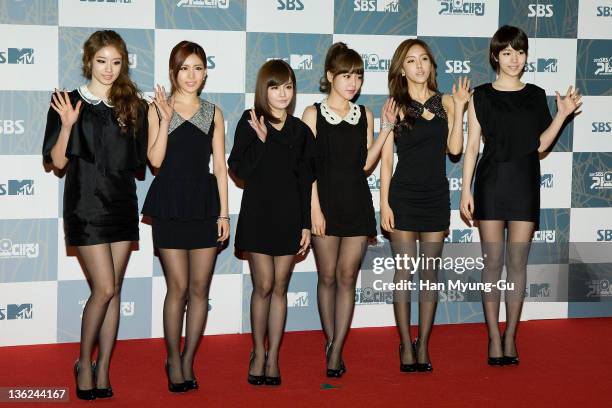 South Korean idol girl group T-ara attend the 2011 SBS Korea Pop Music Festival at Ilsan Kintex on December 29, 2011 in Gyeonggi-do, South Korea.