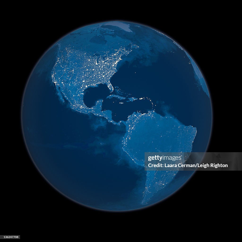 The Earth from space at night.