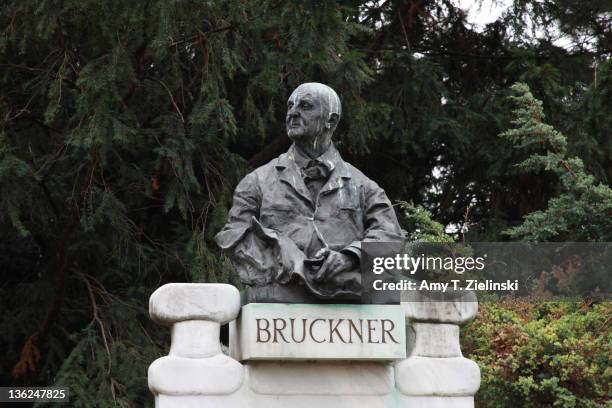 Statue of Austrian composer Anton Bruckner in the Stadtpark, Vienna, 18th November 2010.