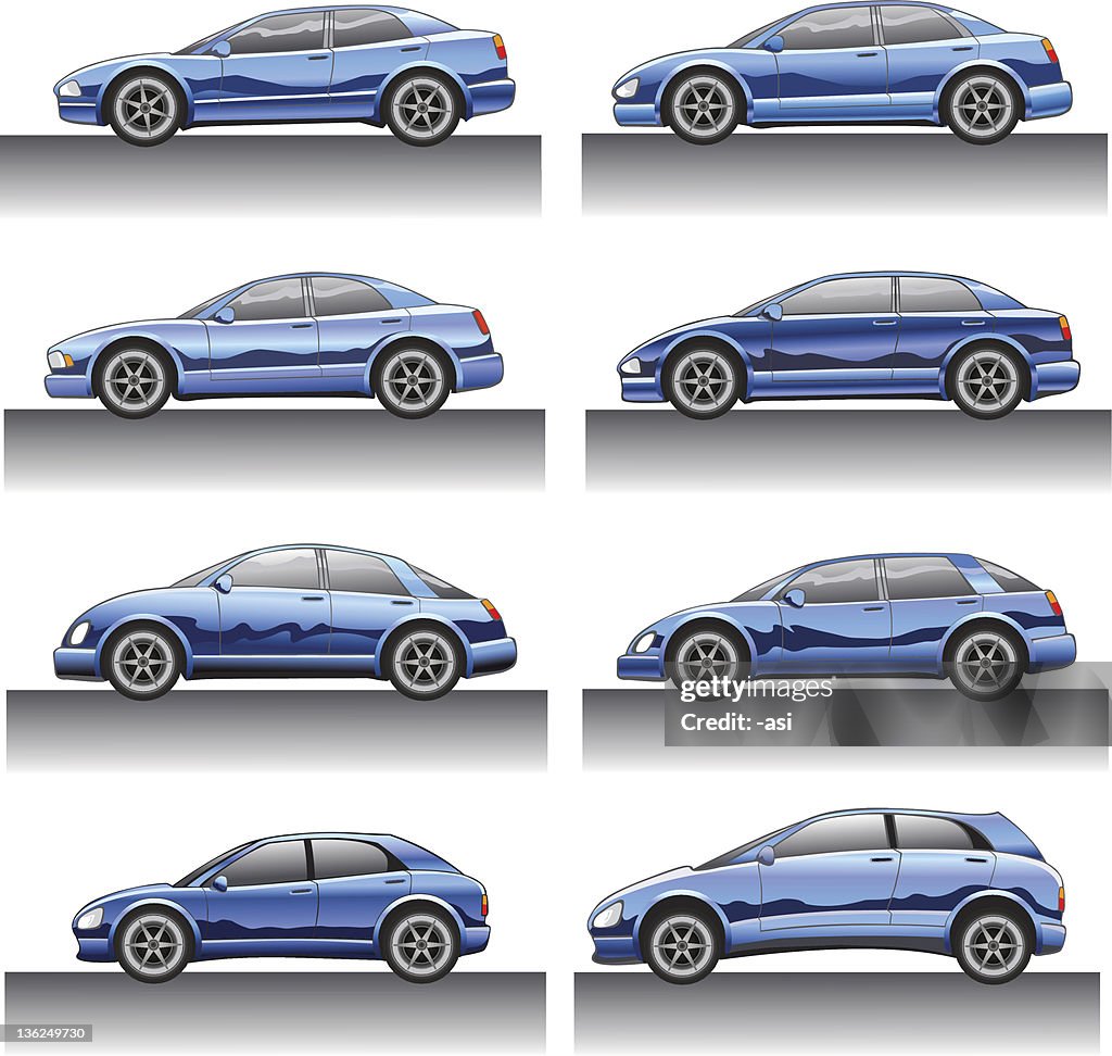 Cars in side view
