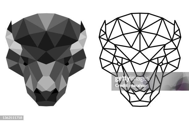 geometric bison - american bison stock illustrations