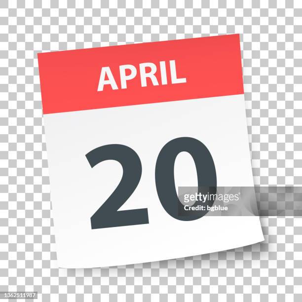 april 20 - daily calendar on blank background - april 20 stock illustrations