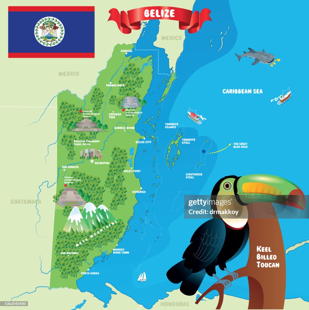 Belize map and archaeological sites
