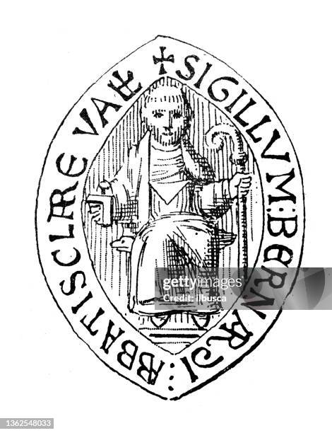 antique illustration: seal (saint bernard) - saint bernard stock illustrations