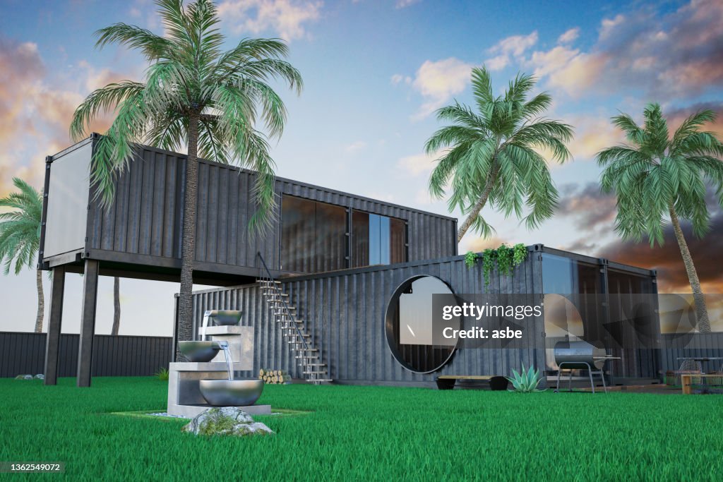 Modern Duplex Container Tiny House Concept High-Res Stock Photo - Getty ...