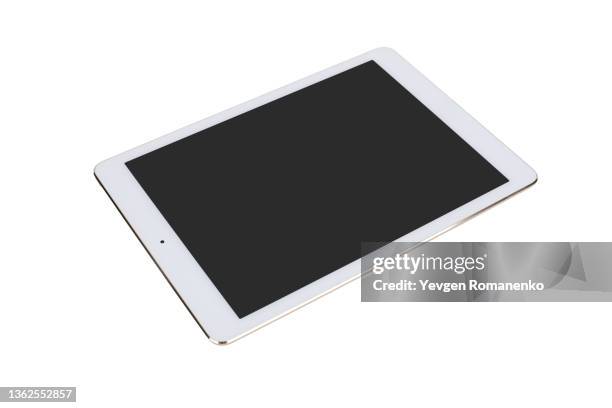 digital tablet isolated on white background - tablet freisteller stock-fotos und bilder