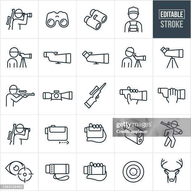 ilustrações de stock, clip art, desenhos animados e ícones de hunting optics thin line icons - editable stroke - crosshairs