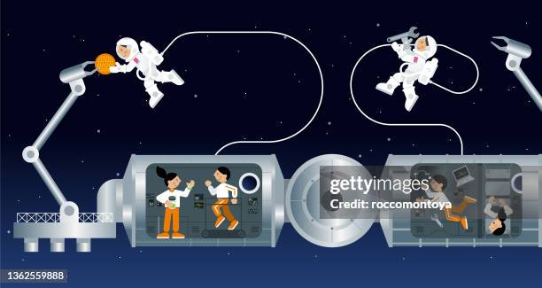 spaceship - space station stock illustrations