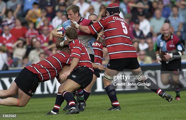 Will Greenwood of Quins in tackled by Mark Cornwell of Gloucester during the Zurich Premiership match between NEC Harlequins and Gloucester at the...