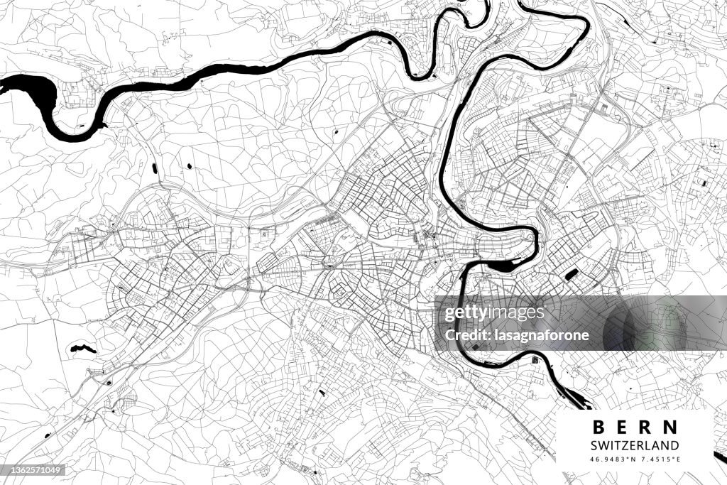 Bern, Switzerland Vector Map