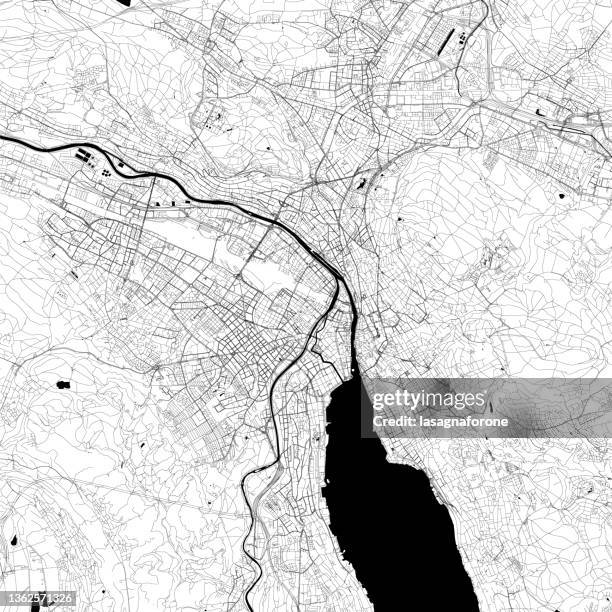 zürich, schweiz vektorkarte - map city stock-grafiken, -clipart, -cartoons und -symbole