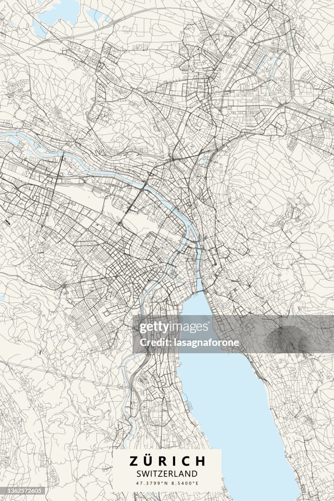 Zürich, Switzerland Vector Map