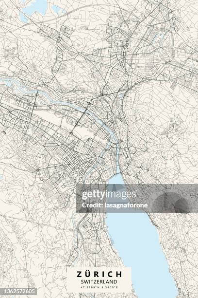 zürich, switzerland vector map - lake zurich switzerland stock illustrations