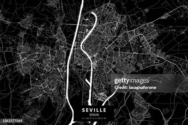 seville, spain vector map - seville stock illustrations