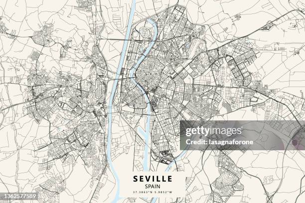 seville, spain vector map - latitude stock illustrations