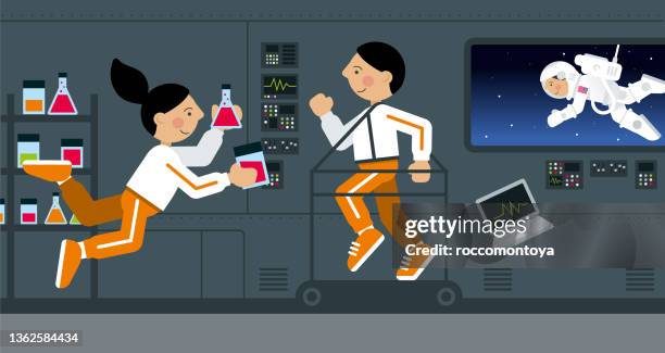 astronaut live - international space station stock illustrations