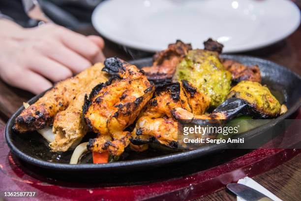 indian tandoori mixed platter - chicken tandoori stock pictures, royalty-free photos & images
