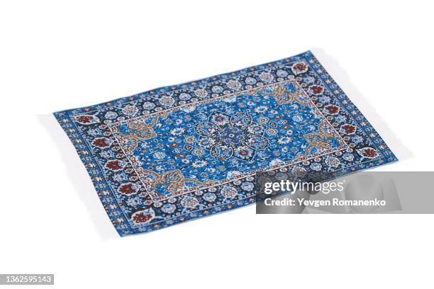 blue carpet isolated on white background - rug isolated stock pictures, royalty-free photos & images