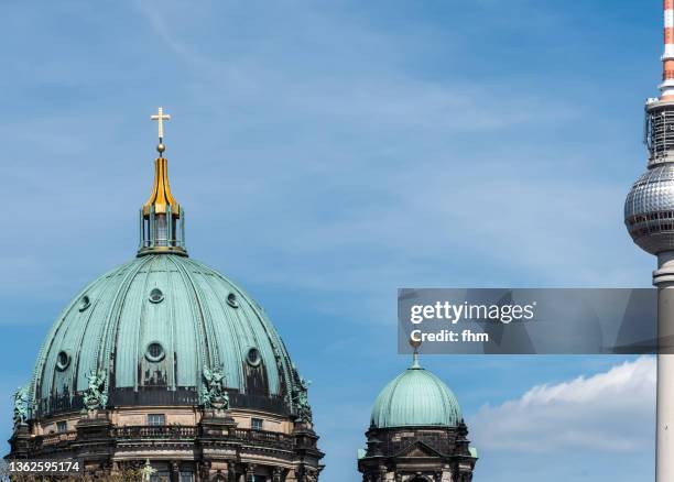 berlin cathedral and television tower (germany) - berlin cathedral stock pictures, royalty-free photos & images