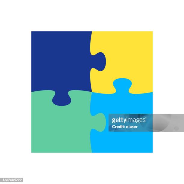 wenige teile komplett puzzle - puzzle 4 puzzle pieces stock-grafiken, -clipart, -cartoons und -symbole
